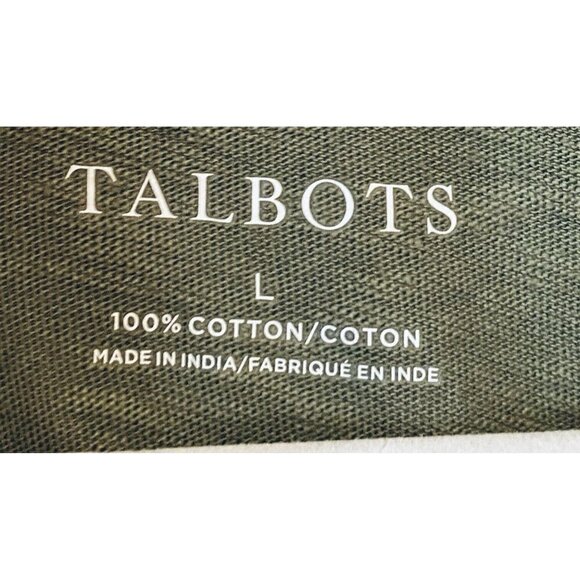 Talbots Top Womens Large Olive Green Embroidered Split Neck Tunic Tassel Boho - Picture 5 of 7